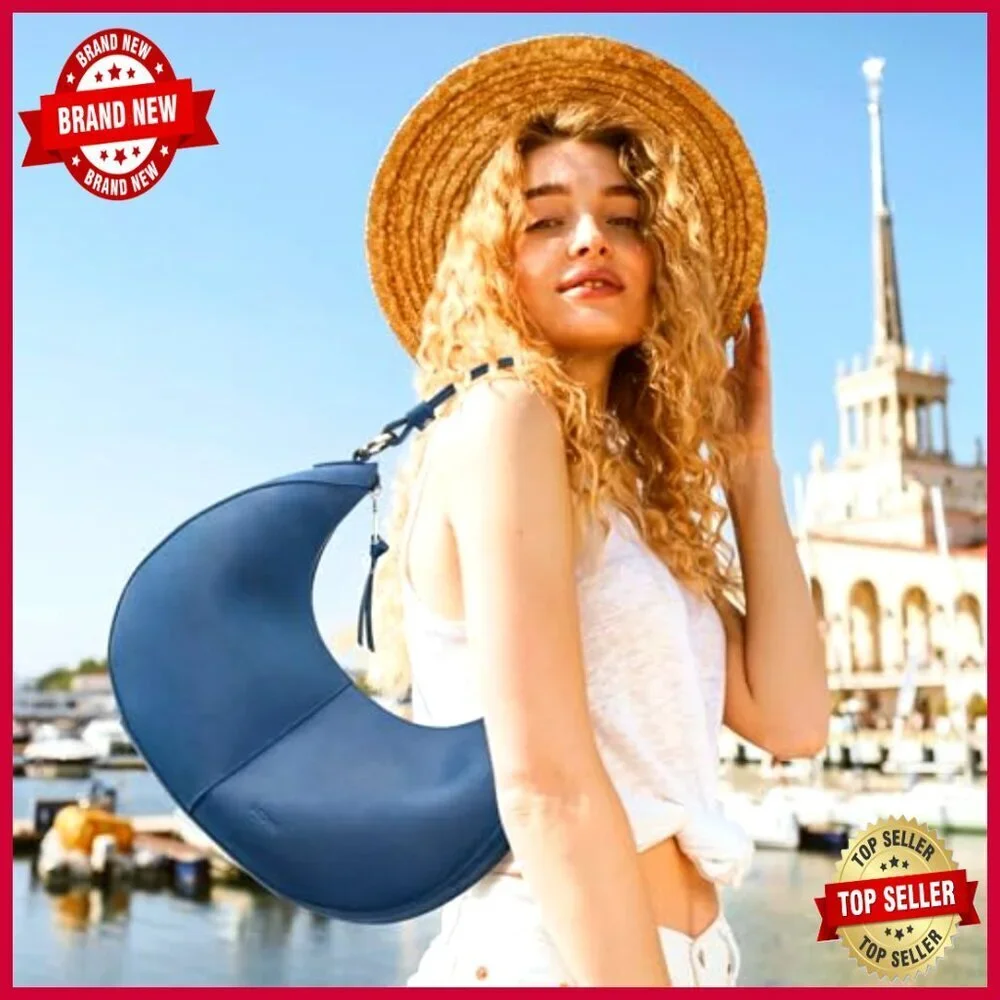 Top Grain Leather Hobo Shoulder Bag Adjustable Strap 3 Pockets